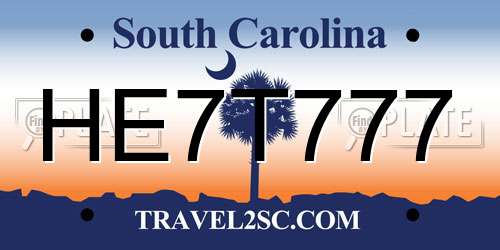HE7T777 South Carolina License Plate