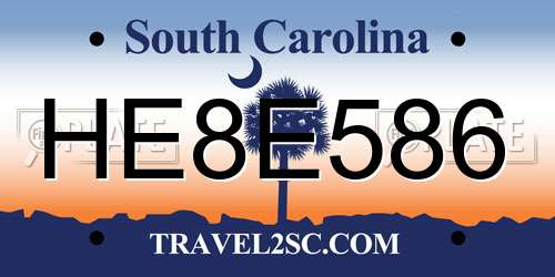 HE8E586 South Carolina License Plate