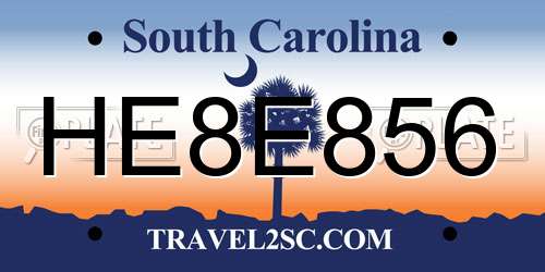 HE8E856 South Carolina License Plate