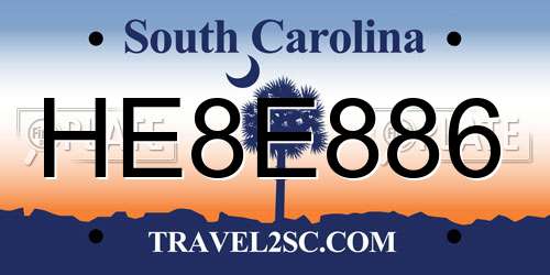 HE8E886 South Carolina License Plate