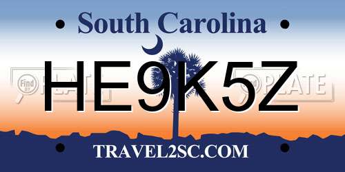 HE9K5Z South Carolina License Plate