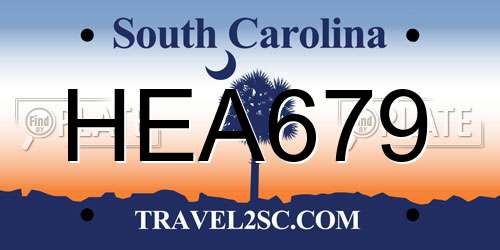 HEA679 South Carolina License Plate