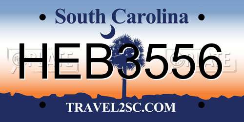HEB3556 South Carolina License Plate