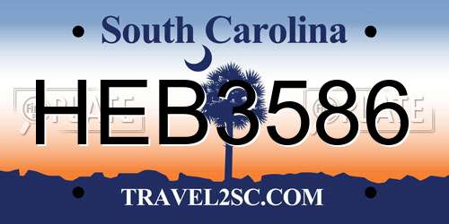HEB3586 South Carolina License Plate