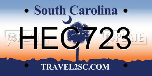 HEC723 South Carolina License Plate