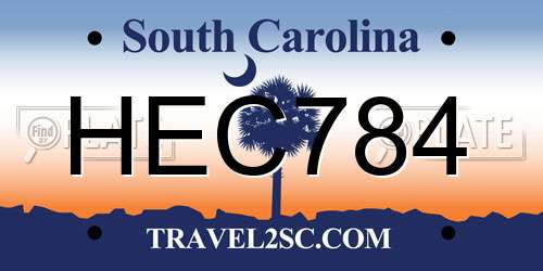 HEC784 South Carolina License Plate
