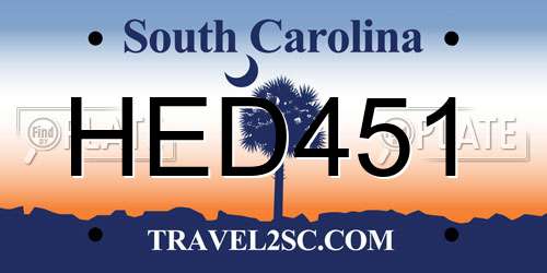HED451 South Carolina License Plate