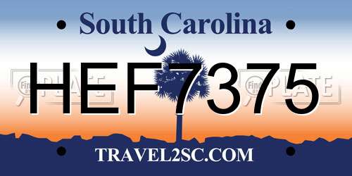 HEF7375 South Carolina License Plate