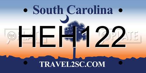 HEH122 South Carolina License Plate