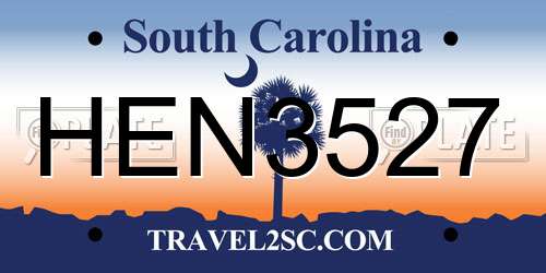 HEN3527 South Carolina License Plate