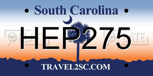 HEP275 South Carolina License Plate