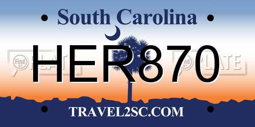 HER870 South Carolina License Plate