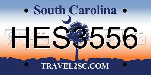 HES3556 South Carolina License Plate