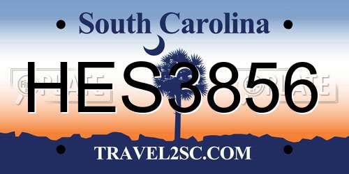 HES3856 South Carolina License Plate