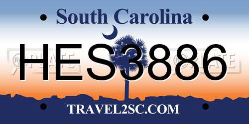 HES3886 South Carolina License Plate