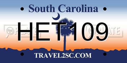 HET109 South Carolina License Plate