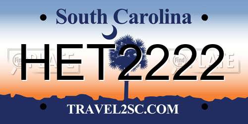 HET2222 South Carolina License Plate
