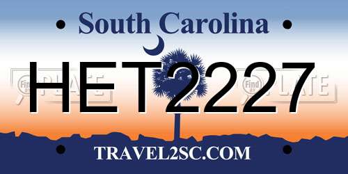 HET2227 South Carolina License Plate