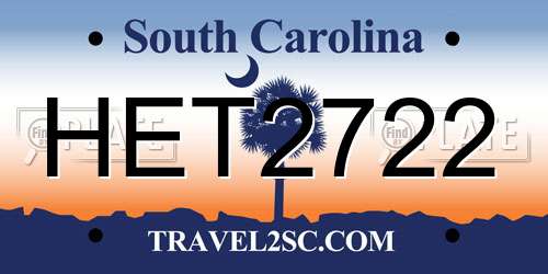 HET2722 South Carolina License Plate