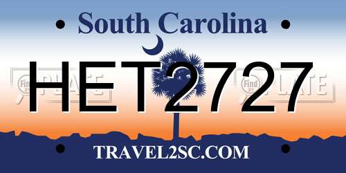 HET2727 South Carolina License Plate