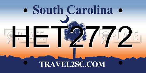 HET2772 South Carolina License Plate