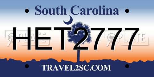 HET2777 South Carolina License Plate