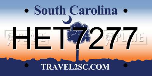 HET7277 South Carolina License Plate