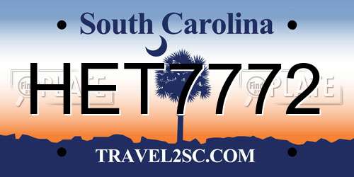 HET7772 South Carolina License Plate