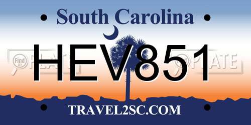 HEV851 South Carolina License Plate