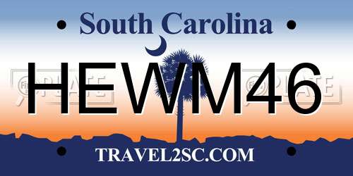 HEWM46 South Carolina License Plate