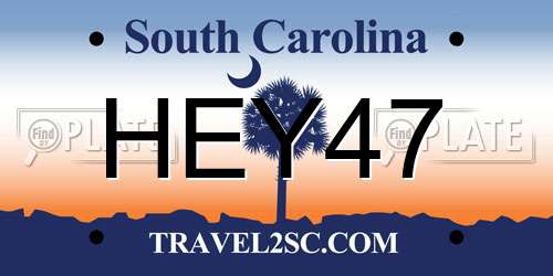 HEY47 South Carolina License Plate