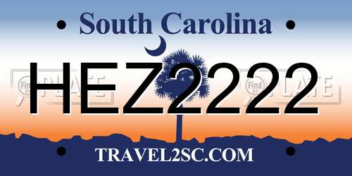 HEZ2222 South Carolina License Plate