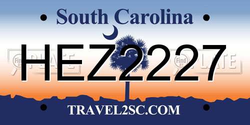 HEZ2227 South Carolina License Plate