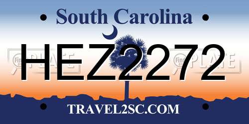 HEZ2272 South Carolina License Plate