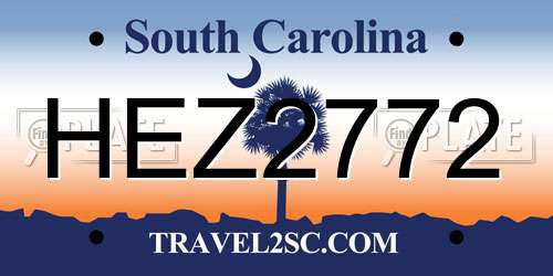 HEZ2772 South Carolina License Plate