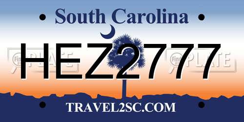 HEZ2777 South Carolina License Plate