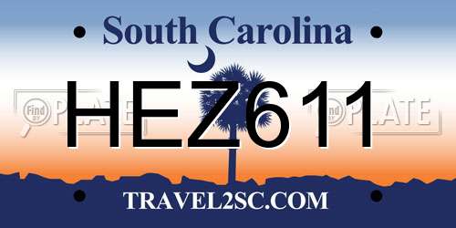 HEZ611 South Carolina License Plate