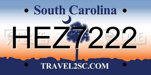 HEZ7222 South Carolina License Plate
