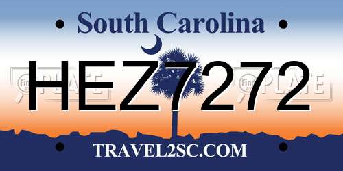 HEZ7272 South Carolina License Plate