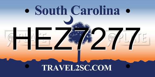 HEZ7277 South Carolina License Plate