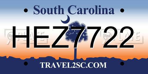 HEZ7722 South Carolina License Plate