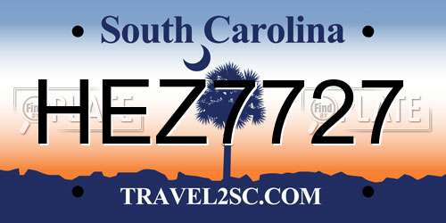 HEZ7727 South Carolina License Plate
