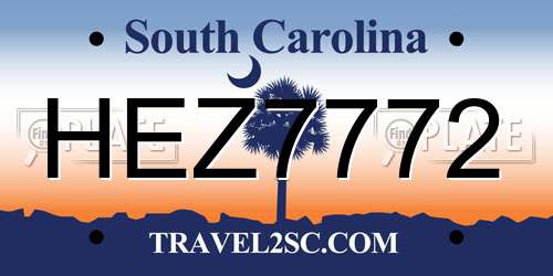 HEZ7772 South Carolina License Plate