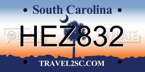 HEZ832 South Carolina License Plate