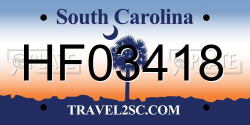 HF03418 South Carolina License Plate