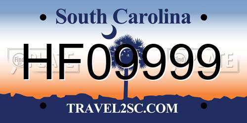 HF09999 South Carolina License Plate