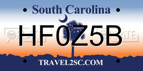 HF0Z5B South Carolina License Plate