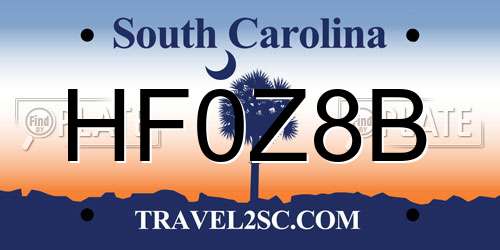 HF0Z8B South Carolina License Plate