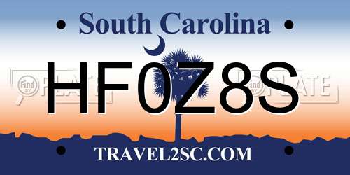HF0Z8S South Carolina License Plate