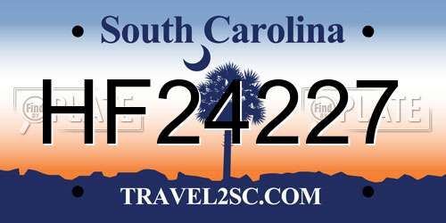 HF24227 South Carolina License Plate